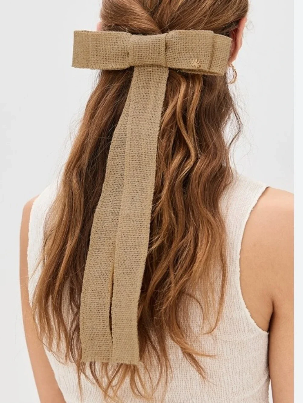 NWT Lele Sadoughi Natural Raffia Jane Bow Barrette